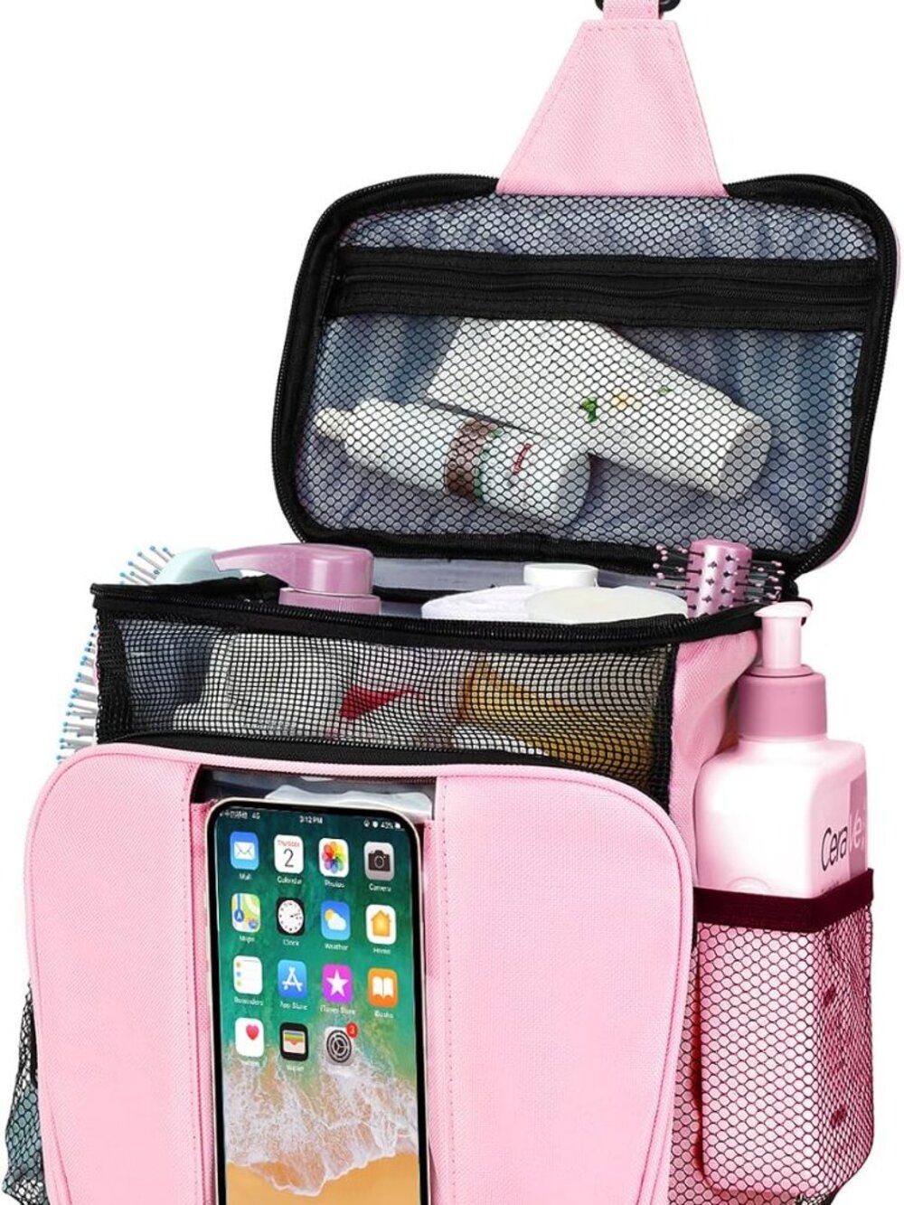 Pink Hanging Shower Caddy Bag Portable Dorm Gym Travel Organizer - NWOT